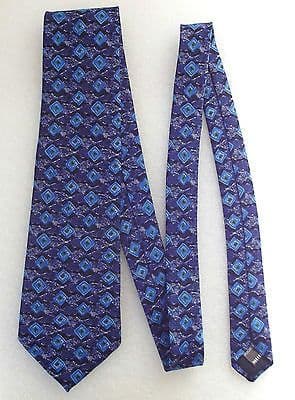 English pure silk tie by St Bernard Blue pattern Squares